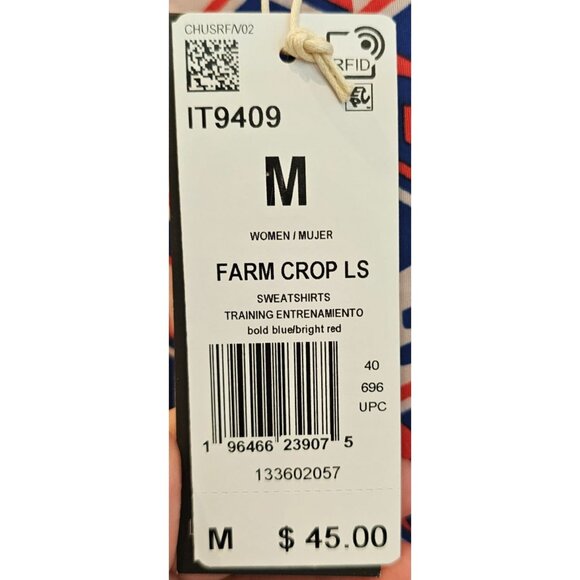 Adidas x Farm Rio Crop Long Sleeve Train Shirt Blue Red Kaleidoscope Size M NWT - Picture 8 of 13